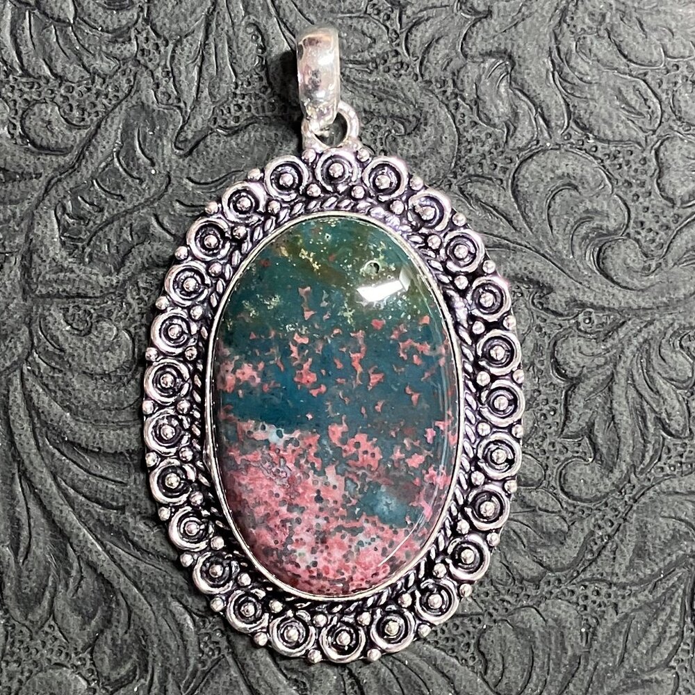 Heliotrope Bloodstone Pendant Crystal Stone Jewelry